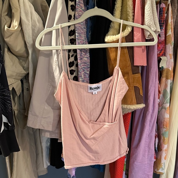 Rouje, pink cotton blend wrap top - Picture 3 of 5